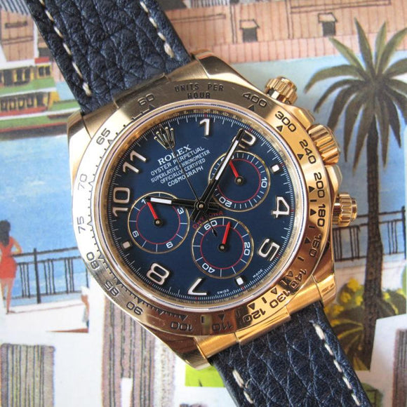 ROLEX YELLOW GOLD DAYTONA BLUE ARABIC DIAL 116518