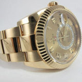 ROLEX 18K YELLOW GOLD SKY-DWELLER CHAMPAGNE DIAL MINT BOX AND PAPERS 326938