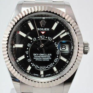ROLEX SKY-DWELLER AUTOMATIC STAINLESS STEEL BLACK DIAL 326934