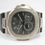 PATEK PHILIPPE WHITE GOLD NAUTILUS POWER RESERVE MOON PHASE SLATE GREY DIAL 5712G-001