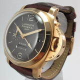 PANERAI ROSE GOLD LUMINOR 8 DAYS GMT 1950 TOBACCO BROWN DIAL PAM 289