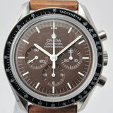 OMEGA SPEEDMASTER MOONWATCH BROWN DIAL WITH EXTRA BROWN LEATHER STRAP BOX & PAPERS 311.32.42.30.13.001