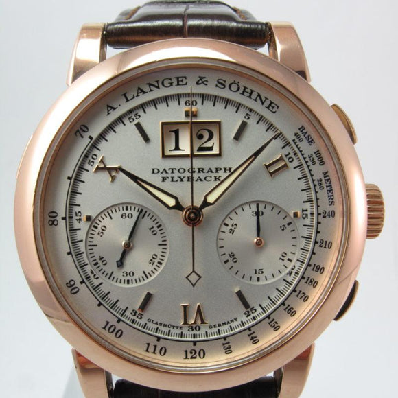 A. LANGE & SOHNE ROSE GOLD DATOGRAPH FLYBACK SILVER DIAL WITH BOX & BOOKLETS 403.032