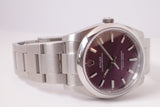 ROLEX OYSTER PERPETUAL 34mm STAINLESS STEEL PURPLE "GRAPE" DIAL BOX & PAPERS 114200