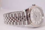 ROLEX 36mm DATEJUST SS / WHITE GOLD FLUTED BEZEL SILVER BULLS EYE DIAL JUBILEE BRACELET 116234