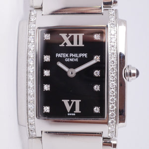 PATEK PHILIPPE TWENTY 4 STAINLESS STEEL BLACK DIAL MINT BOX & PAPERS 4910/10A-001