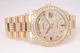 ROLEX YELLOW GOLD DIAMOND & SAPPHIRE DAY-DATE PRESIDENT CROWN COLLECTION 18388