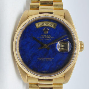 ROLEX YELLOW GOLD DAY-DATE PRESIDENT BLUE LAPIS LAZULI STONE DIAL 18038