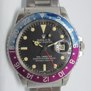 ROLEX 1967 VINTAGE GMT MK1 LONG E, FUCHSIA INSERT, UNPOLISHED 1675