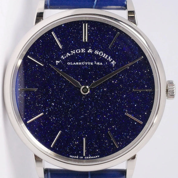A. LANGE & SOHNE WHITE GOLD SAXONIA THIN COPPER BLUE DIAL 205.086 MINT BOX & PAPERS