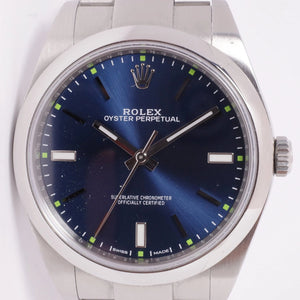ROLEX 39mm OYSTER PERPETUAL BLUE DIAL 114300BLSO