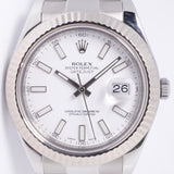 ROLEX 41mm DATEJUST II STAINLESS STEEL WHITE GOLD FLUTED BEZEL 116334 WATCH ONLY
