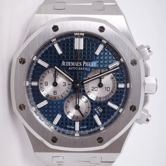 AUDEMARS PIGUET 2019 41MM ROYAL OAK CHRONOGRAPH STAINLESS STEEL BLUE DIAL 26331ST BOX AND PAPERS $59,500