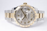 ROLEX DATEJUST 31 TWO TONE YELLOW GOLD & STAINLESS STEEL, SILVER DIAMOND IV, 24 DIAMOND BEZEL 178343 BOX & PAPERS