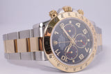 ROLEX TWO TONE DAYTONA BLUE ARABIC DIAL 116523 MINT BOX & PAPERS