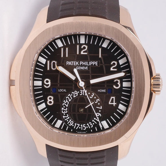 PATEK PHIIPPPE ROSE GOLD TRAVEL TIME AQUANAUT 5164R MINT BOX & PAPERS