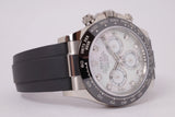 ROLEX 2021 WHITE GOLD DAYTONA MOTHER OF PEARL DIAMOND DIAL OYSTER FLEX 116519LN MINT BOX & PAPERS