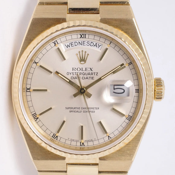 ROLEX YELLOW GOLD OYSTERQUARTZ DAY-DATE 19018 MINT CONDITION
