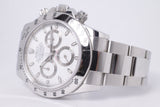 ROLEX STAINLESS STEEL DAYTONA COSMOGRAPH RARE WHITE APH DIAL MINT COMPLETE SET 116520 BOX PAPERS