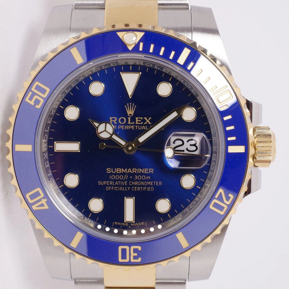 ROLEX NEW ROLEX TWO TONE SUBMARINER BLUE 116613 BOX & PAPERS