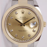 ROLEX 2022 DATEJUST 41 TWO TONE  SMOOTH BEZEL OYSTER BRACELET CHAMPAGNE DIAMOND DIAL 126303