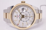 ROLEX NEW 2022 TWO TONE SKY DWELLER WHITE DIAL 26933 COMPLETE SET BOX & PAPERS
