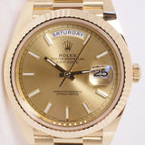 ROLEX 2022 YELLOW GOLD DAY-DATE 40 CHAMPAGNE DIAL BOX & PAPERS 228238