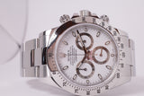 ROLEX STAINLESS STEEL DAYTONA COSMOGRAPH RARE WHITE APH DIAL MINT COMPLETE SET BOX PAPERS 116520