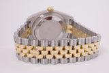 ROLEX DATEJUST 36 TWO TONE STEEL & YELLOW GOLD MOTHER OR PEARL DIAMOND DIAL BOX & PAPERS 116233