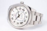 ROLEX WHITE GOLD SKY DWELLER IVORY ROMAN DIAL 326939 BOX & PAPERS