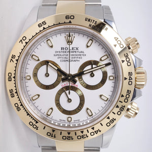 ROLEX NEW 2022 DAYTONA TWO TONE WHITE DIAL MINT BOX & PAPERS 116503 BOX & PAPER