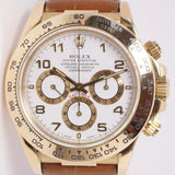 ROLEX YELLOW GOLD DAYTONA ZENITH  WHITE DIAL ON LEATHER STRAP