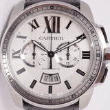 CARTIER NEW 2021 STAINLESS STEEL CALIBRE CHRONOGRAPH WHITE DIAL BOX & PAPERS W7100046