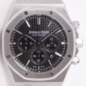 AUDEMARS PIGUET 41mm ROYAL OAK CHRONOGRAPH BLACK DIAL BOX & PAPERS 26320ST.OO.1220ST.01