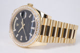 ROLEX NEW 2022 DAY DATE 40 ONYX BAGUETTE DIAMOND DIAL PAVE DIAMOND BEZEL 228348RBR BOX & PAPERS