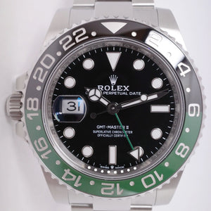 ROLEX NEW 2024 STAINLESS STEEL GMT MASTER II "LEFTY" "DESTRO" BLACK & GREEN "SPRITE" OYSTER 126720 BOX & PAPERS