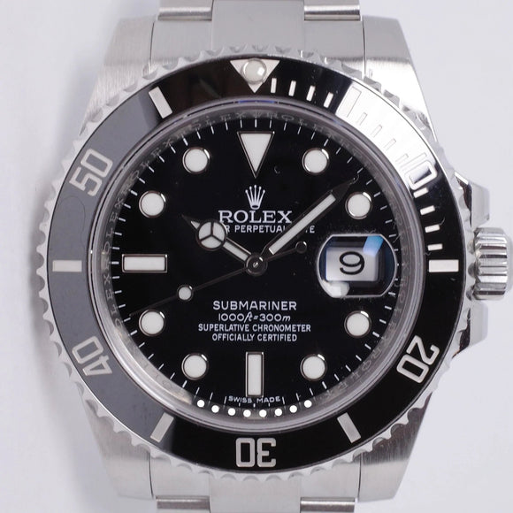 ROLEX 2018 40mm SUBMARINER DATE STAINLESS STEEL116610 BOX & PAPERS $10,500