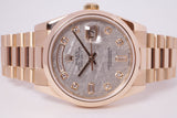 ROLEX ROSE GOLD DAY-DATE PRESIDENT METEORITE DIAMOND DIAL MINT SET COMPLETE BOX & PAPERS 118205