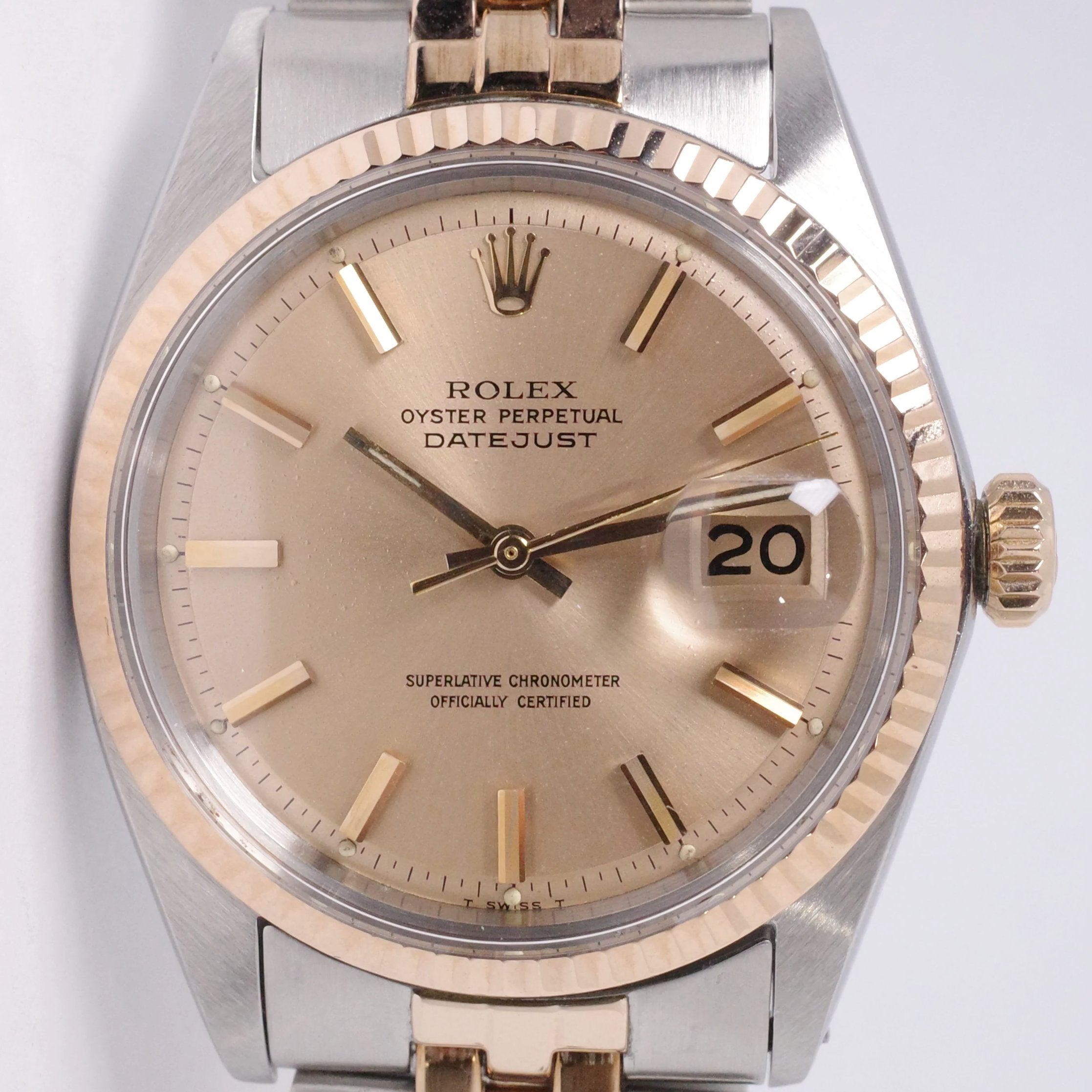 ROLEX 1970 VINTAGE TWO TONE STEEL & PINK GOLD DATEJUST PINK ROSE