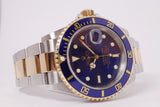 ROLEX TWO TONE SUBMARINER BLUE SHARP MINT LIKE NEW CONDITION BOX & PAPERS 16613