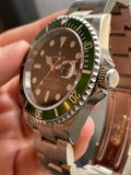 ROLEX 2007 GREEN SUBMARINER KERMIT UNPOLISHED WITH STICKERS 16610LV BOX & PAPERS