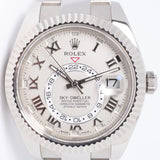 ROLEX WHITE GOLD SKY DWELLER IVORY ROMAN DIAL 326939 BOX & PAPERS