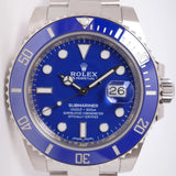 ROLEX WHITE GOLD SUBMARINER BLUE SMURF MINT BOX & PAPERS 116619