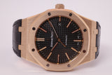 AUDEMARS PIGUET 41mm ROSE GOLD ROYAL OAK BLACK DIAL MINT BOX & PAPERS 15400OR