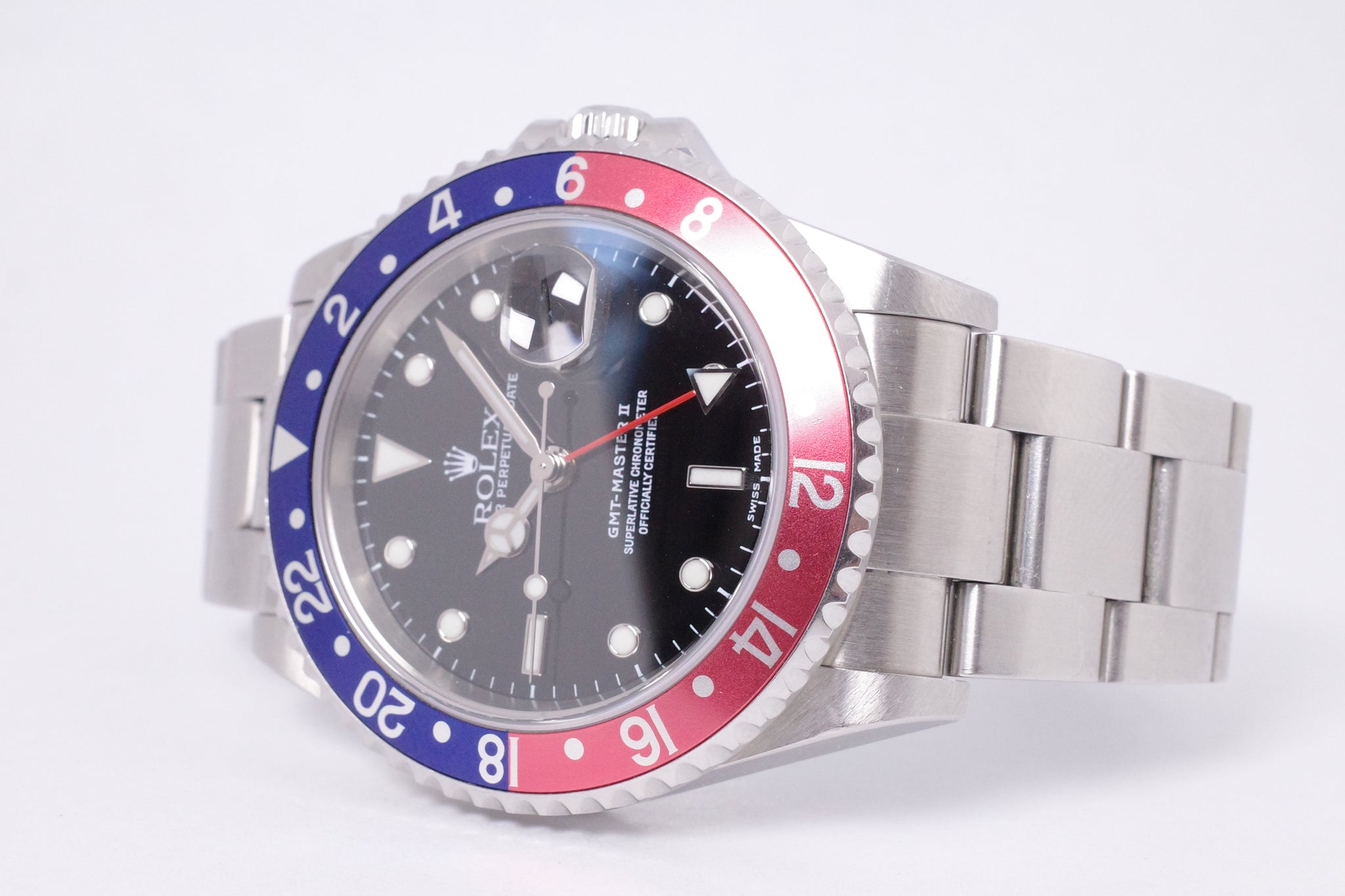 ROLEX GMT MASTER II PEPSI 16710 F SERIAL, UNPOLISHED, FADED