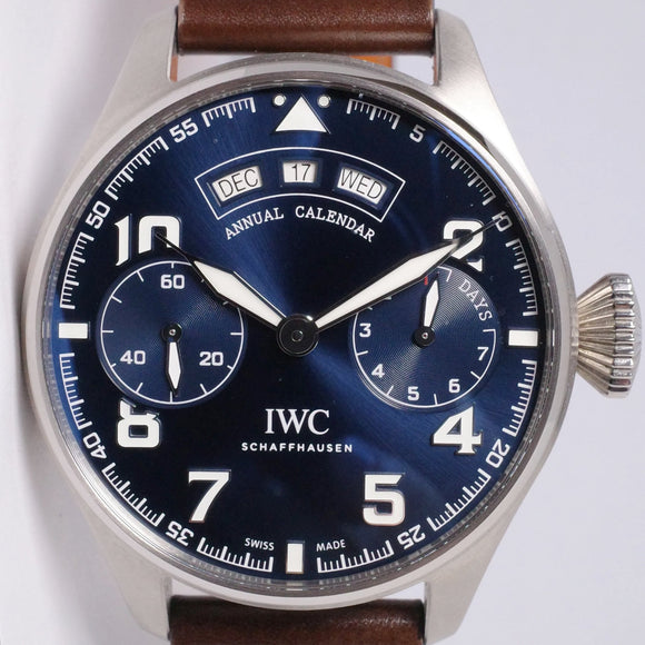IWC BIG PILOT'S WHITE GOLD ANNUAL CALENDAR EDITION LE PETIT PRINCE IW502703 BOX & PAPERS $21,500
