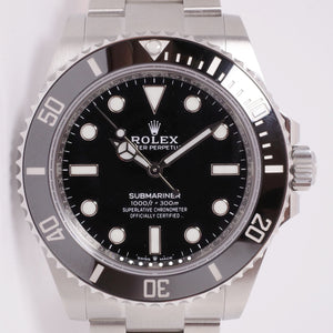 ROLEX 41mm NO DATE SUBMARINER CERAMIC STAINLESS STEEL 124060 BOX & PAPERS
