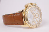 ROLEX YELLOW GOLD DAYTONA ZENITH  WHITE DIAL ON LEATHER STRAP