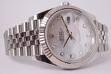 ROLEX DATJEUST 41 STAINLESS STEEL FLUTED BEZEL MOTHER OF PEARL DIAMOND DIAL 126334