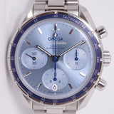 OMEGA SPEEDMASTER 38 COAXIAL CHRONOMETER SUNBURST ICE BLUE DIAL BOX & PAPERS $3,500